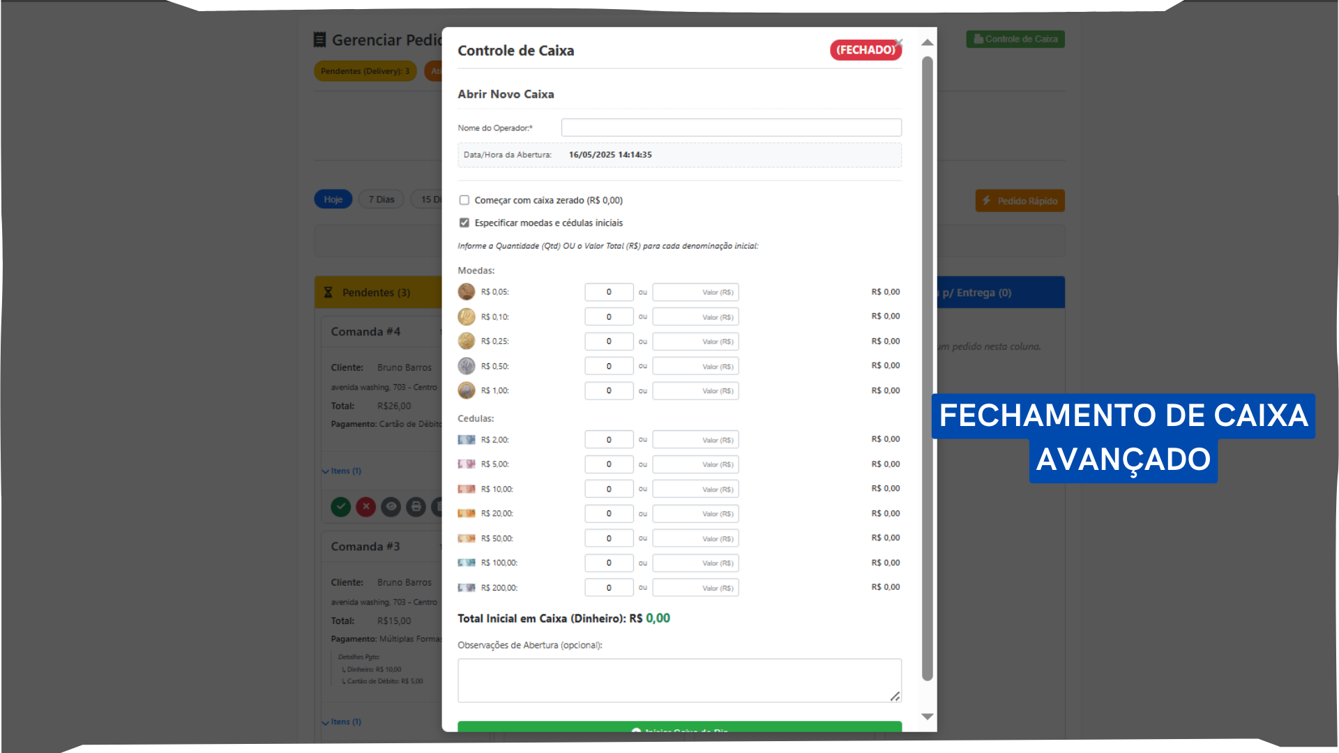Fechamento de Caixa Avançado